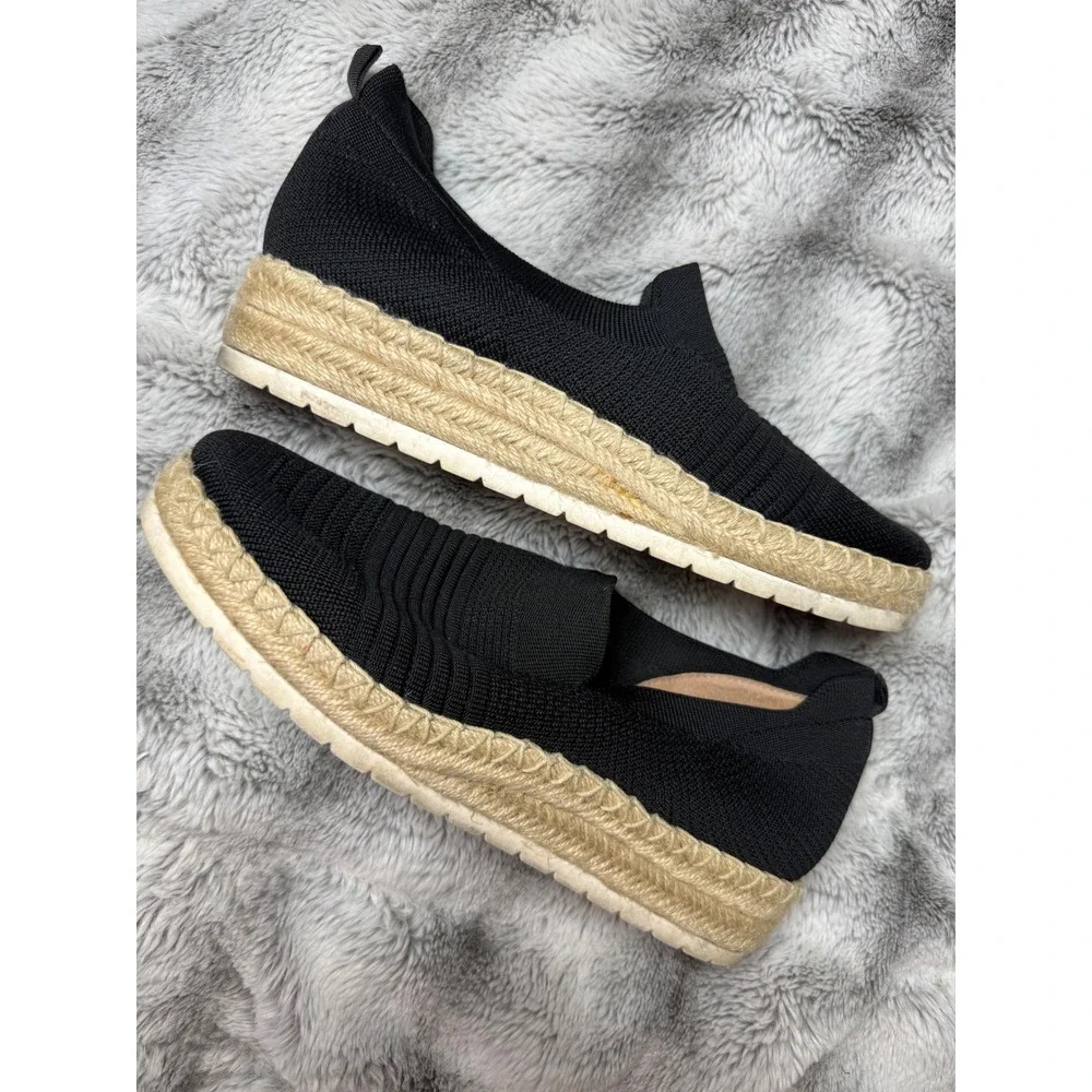 Adrienne‎ Vittadini Sport Niko Black Knit Espadrille Slip On Flats Womens 9M